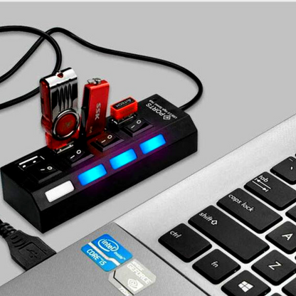 Répartiteur USB 3.0 x4 haute vitesse avec interrupteur